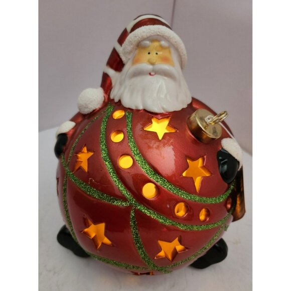 Home Reflections Ceramic Luminary Santa Ornament w/ Colorful Lights or Candle - Picture 3 of 16